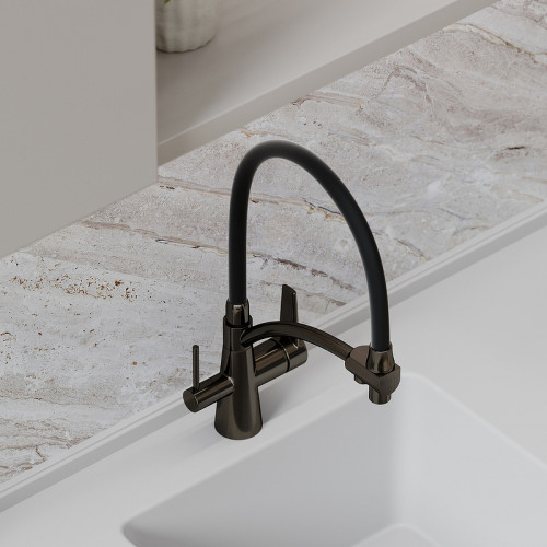 Смеситель для кухни Sancos Eri SC4001GG Вороненая сталь Черный латунь