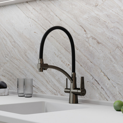 Смеситель для кухни Sancos Eri SC4001GG Вороненая сталь Черный латунь