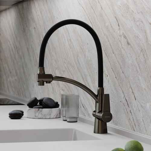 Смеситель для кухни Sancos Eri SC4001GG Вороненая сталь Черный латунь