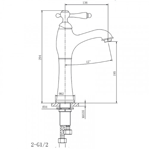 Смеситель для раковины Caprigo Fonte 12-525-vot Бронза латунь