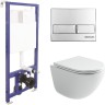 Комплект унитаза Ceramicanova Vogue CN4008T с инсталляцией Berges Novum L3 040213 с сиденьем Микролифт и клавишей смыва Хром фарфор подвесной