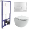 Комплект унитаза Ceramicanova Vogue CN4008T с инсталляцией Berges Novum L3 040213 с сиденьем Микролифт и клавишей смыва Хром фарфор подвесной