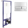 Комплект унитаза Ceramicanova Vogue CN4008T с инсталляцией Berges Novum L3 040213 с сиденьем Микролифт и клавишей смыва Хром фарфор подвесной