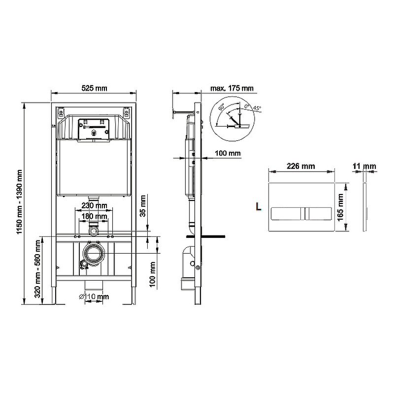 Комплект унитаза Ceramicanova Vogue CN4008T с инсталляцией Berges Novum L3 040213 с сиденьем Микролифт и клавишей смыва Хром фарфор подвесной