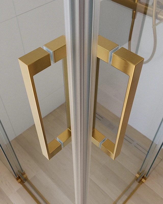 Душевой уголок Cezares Slider 90x90 SLIDER-A-2-80/90-C-BORO профиль Брашированное золото стекло прозрачное