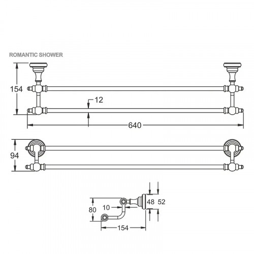 Полотенцедержатель Rose RG11 RG1127 двойной цвет Хром