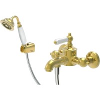 Смеситель для ванны Bravat Art F675109G-B Золото латунь на стену