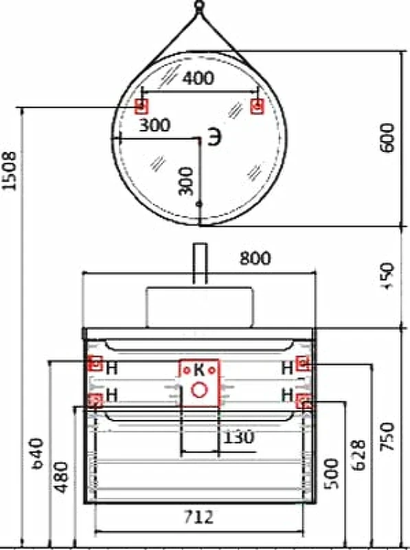 Зеркало Jorno Wood 60 Wood.02.60/ТК с подсветкой с бесконтактным выключателем стекло