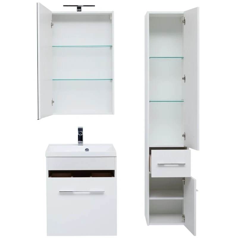 Зеркальный шкаф Aquanet Августа 58 210008 Белый МДФ / ЛДСП, стекло
