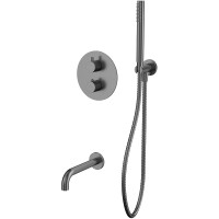 Смеситель для ванны Whitecross Y gunmetal YSET10GM с термостатом Оружейная сталь латунь встраиваемый