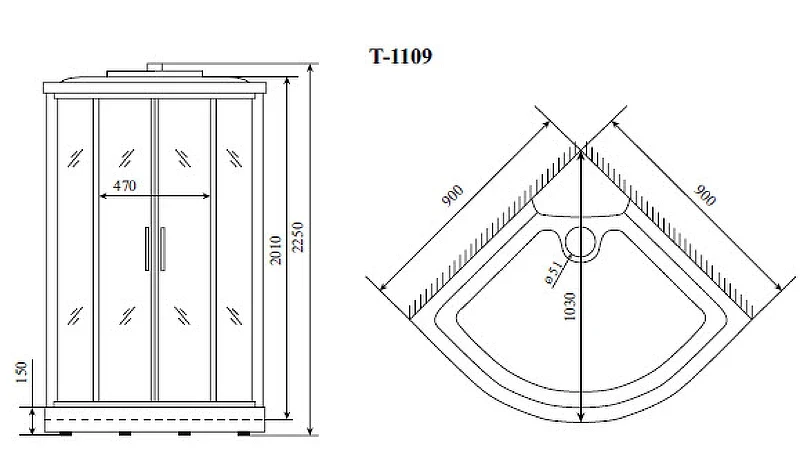 Душевая кабина Timo Standart 90x90 T-1109 с гидромассажем