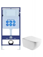 Комплект унитаза с инсталляцией Aquatek Set Aquatek Медея T 2в1 цвет Белый с сиденьем Микролифт