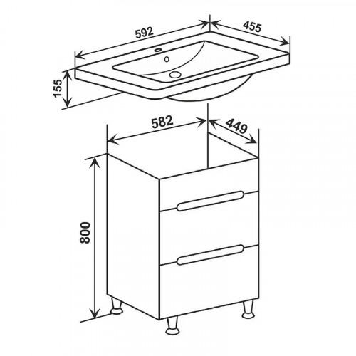 Тумба под раковину Runo Парма 60 00-00001454 Графит МДФ / ЛДСП