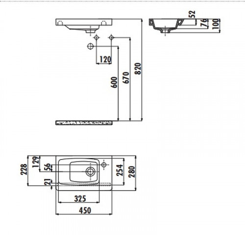 Раковина Creavit Memory 45 MY045-00CB00E-0000 Белая фарфор полувстраиваемая
