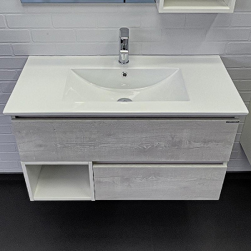 Тумба с раковиной Comforty Турин 90М 00-00014644 подвесная Дуб белый