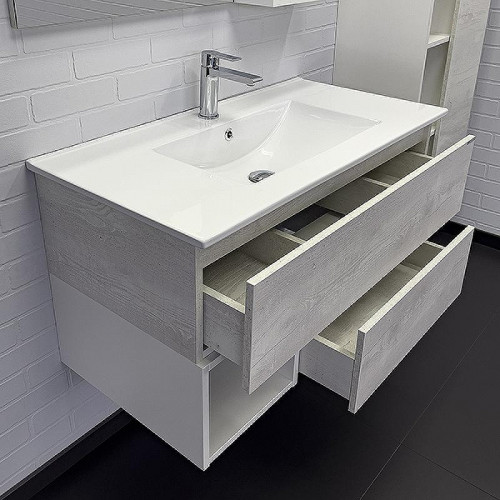 Тумба с раковиной Comforty Турин 90М 00-00014644 подвесная Дуб белый