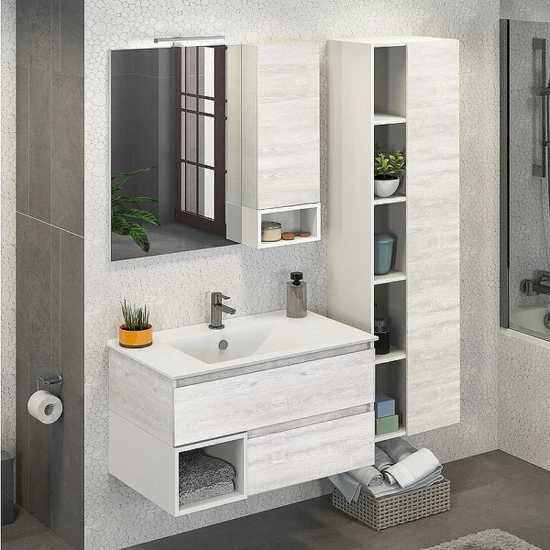 Тумба с раковиной Comforty Турин 90М 00-00014644 подвесная Дуб белый