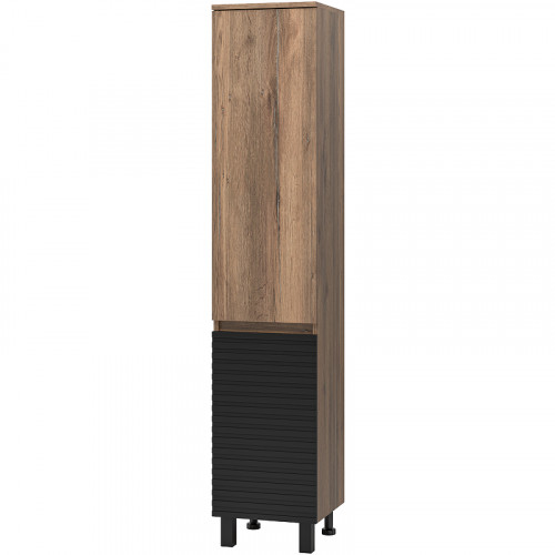 Шкаф пенал Brevita Dakota 35 L DAK-050350-19/02Л Черный кварц Дуб Галифакс олово МДФ / ЛДСП