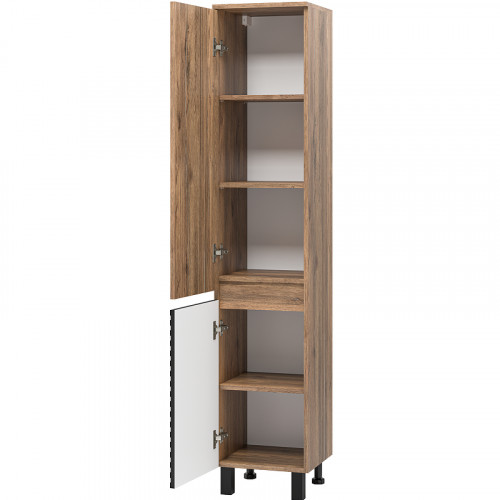 Шкаф пенал Brevita Dakota 35 L DAK-050350-19/02Л Черный кварц Дуб Галифакс олово МДФ / ЛДСП