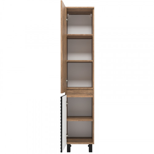 Шкаф пенал Brevita Dakota 35 L DAK-050350-19/02Л Черный кварц Дуб Галифакс олово МДФ / ЛДСП