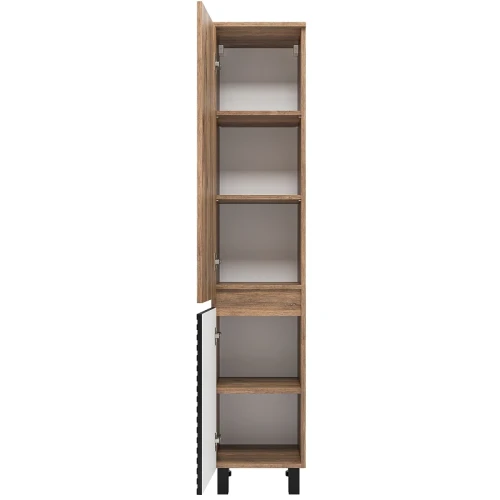Шкаф пенал Brevita Dakota 35 L DAK-050350-19/02Л Черный кварц Дуб Галифакс олово МДФ / ЛДСП