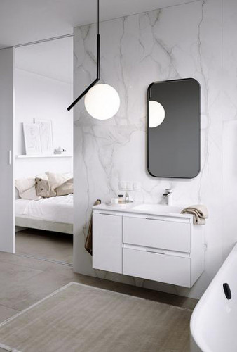 Тумба под раковину Aqwella Accent 90 R ACC0109RW подвесная Белая МДФ / ЛДСП