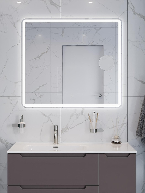 Зеркало BelBagno Марина (Marino) 90 SPC-MAR-900-800-LED-TCH-LNZ с подсветкой с сенсорным выключателем и увеличением