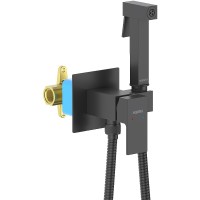 Гигиенический душ со смесителем Aquatek Либра AQ1022MB Черный матовый латунь встраиваемый