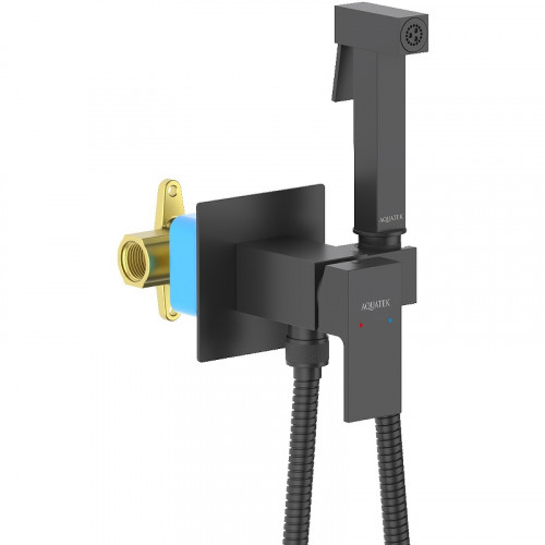 Гигиенический душ со смесителем Aquatek Либра AQ1022MB Черный матовый латунь встраиваемый