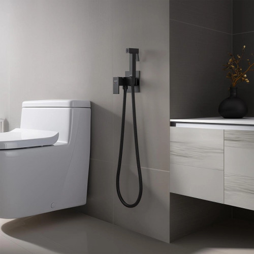 Гигиенический душ со смесителем Aquatek Либра AQ1022MB Черный матовый латунь встраиваемый