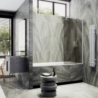 Шторка на ванну Maybah Glass MGV-77-1ш 900x1400 в широком профиле Белый стекло бронзовое матовое