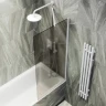Шторка на ванну Maybah Glass MGV-77-1ш 900x1400 в широком профиле Белый стекло бронзовое матовое