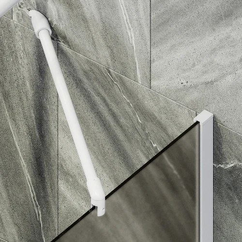 Шторка на ванну Maybah Glass MGV-77-1ш 900x1400 в широком профиле Белый стекло бронзовое матовое
