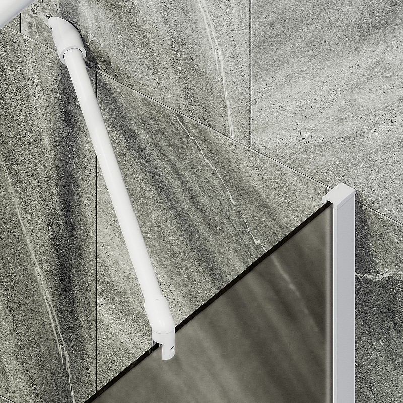 Шторка на ванну Maybah Glass MGV-77-1ш 900x1400 в широком профиле Белый стекло бронзовое матовое