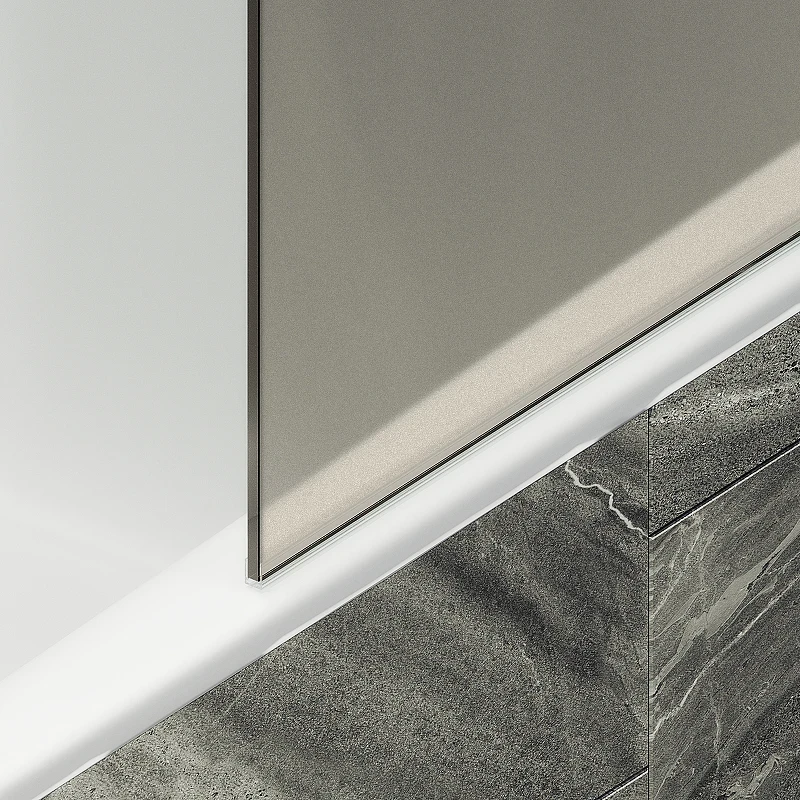 Шторка на ванну Maybah Glass MGV-77-1ш 900x1400 в широком профиле Белый стекло бронзовое матовое