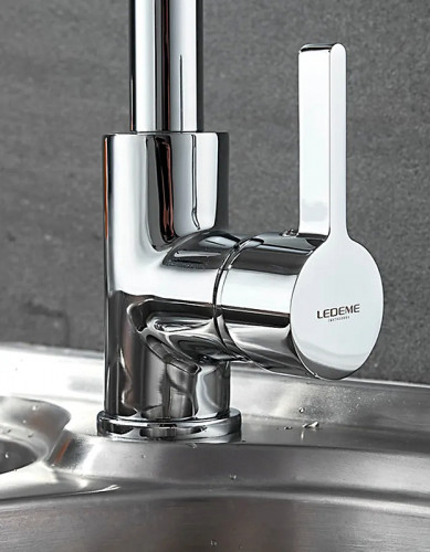 Смеситель для кухни Ledeme Rainbow 4898-3L Хром Белый