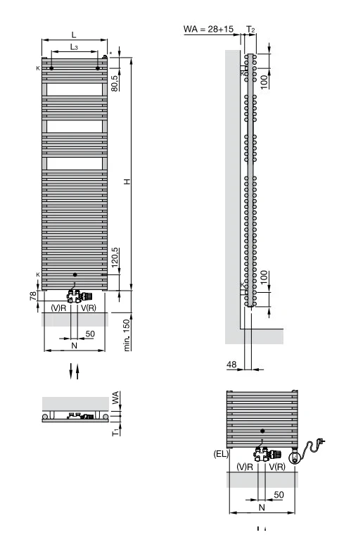 Водяной полотенцесушитель Zehnder Forma Spa LFD-180-050-05 Белый