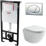 Комплект унитаза Ceramicanova Vogue CN4008T с инсталляцией Alcaplast Sadromodul AM101/1120-3:1 RU M71-0001 с сиденьем Микролифт и клавишей смыва Хром