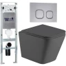 Комплект унитаза с инсталляцией WeltWasser AMBERG 350 ST + GELBACH 043 MT-GR + AMBERG RD-CR 10000012011 цвет Серый матовый с сиденьем Микролифт и клавишей смыва цвет Хром