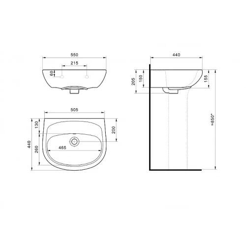 Раковина Santek Анимо 55 1WH110499 цвет Белый