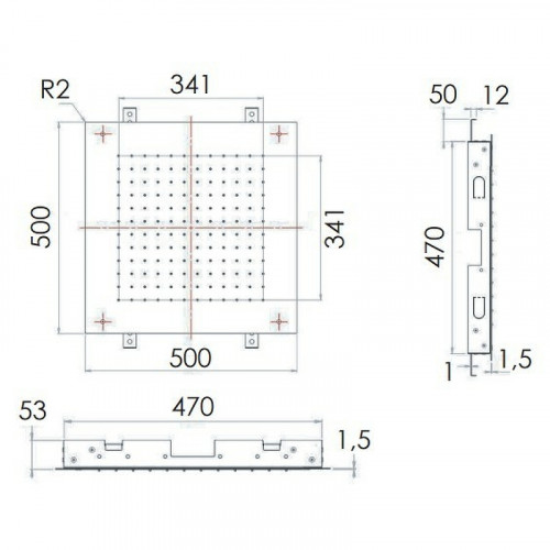 Верхний душ Remer 357SFS50NO Черный матовый нержавеющая сталь встраиваемый