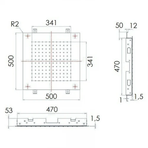 Верхний душ Remer 357SFS50NO Черный матовый нержавеющая сталь встраиваемый