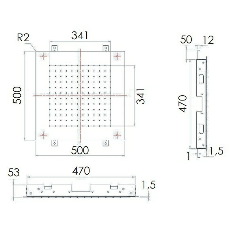 Верхний душ Remer 357SFS50NO Черный матовый нержавеющая сталь встраиваемый
