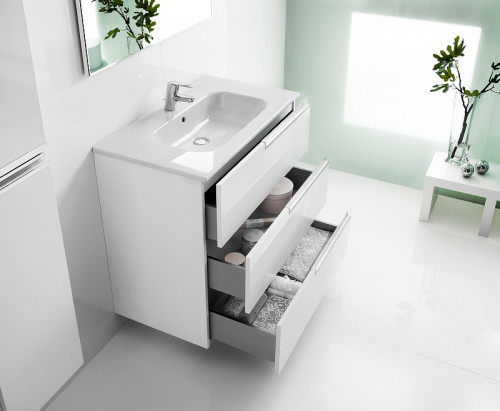 Тумба под раковину Roca Victoria Nord Ice Edition 60 ZRU9302834 подвесная 3 ящика Белый глянец