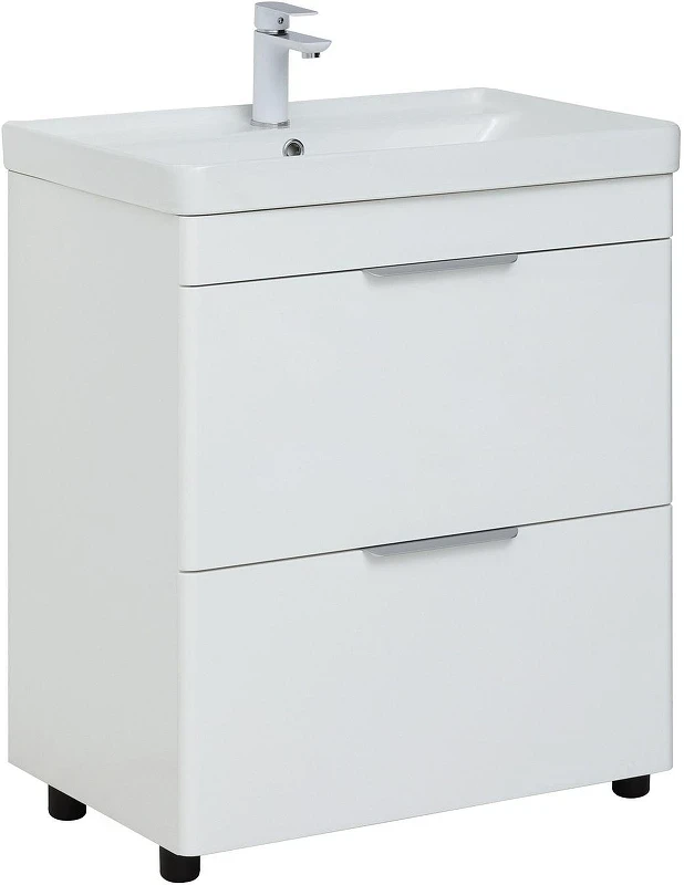 Тумба с раковиной Aquanet Ирис new 70 312426 цвет Белый глянец