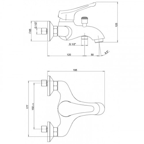 Смеситель для ванны Paini Bios 39CR11105LMKM Хром