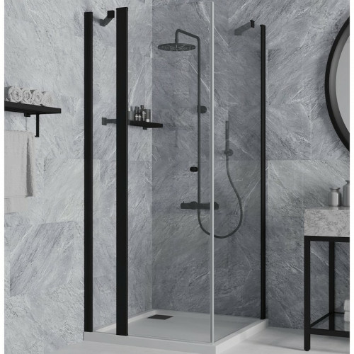 Душевой уголок Paini Cox 90x90 78YO9090 профиль Черный матовый стекло прозрачное