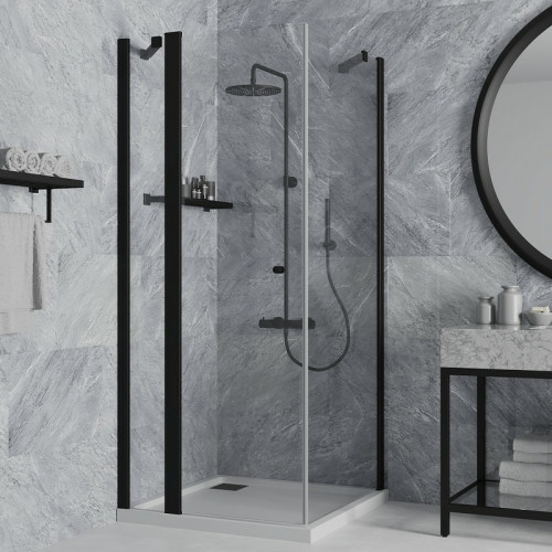 Душевой уголок Paini Cox 90x90 78YO9090 профиль Черный матовый стекло прозрачное