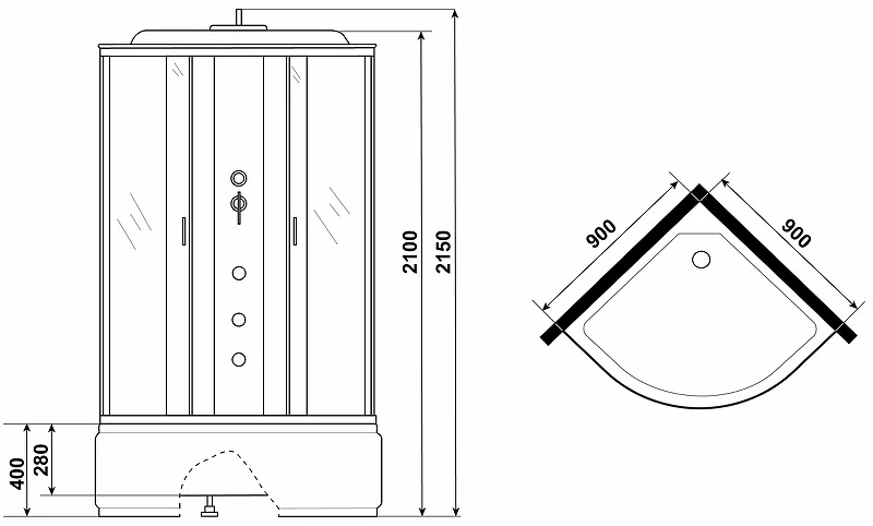 Душевая кабина Niagara Classic 90x90 NG-2508-14G с гидромассажем