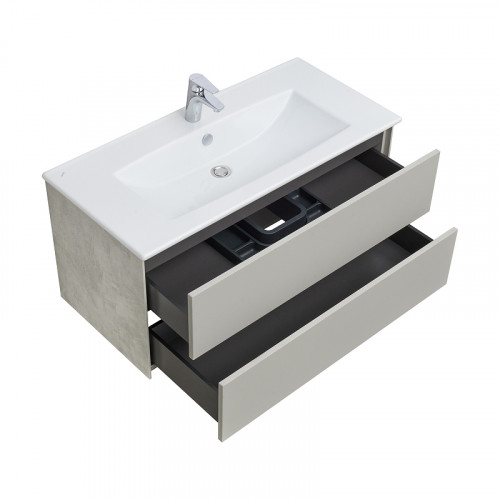 Тумба под раковину Aquaton Сохо 100 1A258201AJ9A0 подвесная Слэйт Галька серая МДФ / ЛДСП